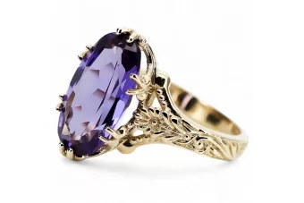 خاتم حرف يدوية فينتاج Alexandrite 8 كارت من الذهب الأصفر vrc084x-ax Art Deco أسلوب سوفيتي روسي اتحاد الجمهوريات السوفيتية